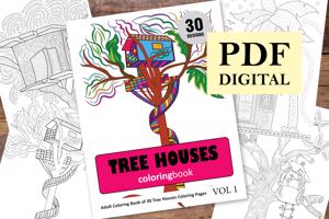 Tree Houses Coloring Book for Adults