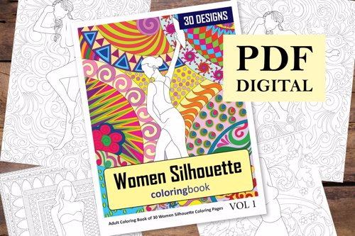 Women Silhouette Coloring Book for Adults