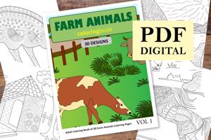  Farm Animals Coloring Book for Adults