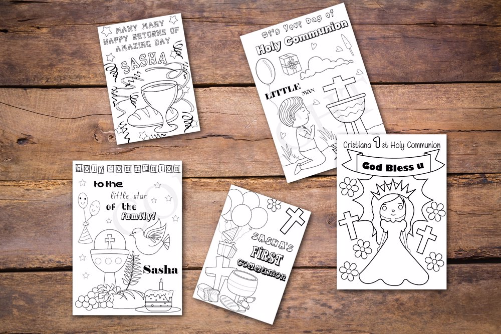 Communion Theme Personalized Birthday Coloring Book