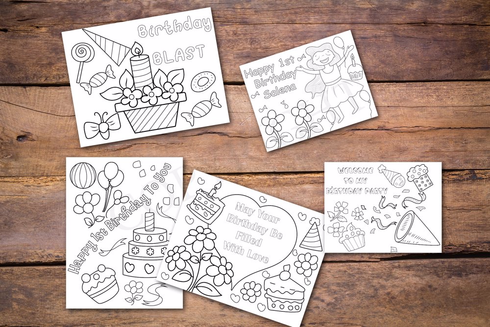 Flowers Theme Personalized Birthday Coloring Book