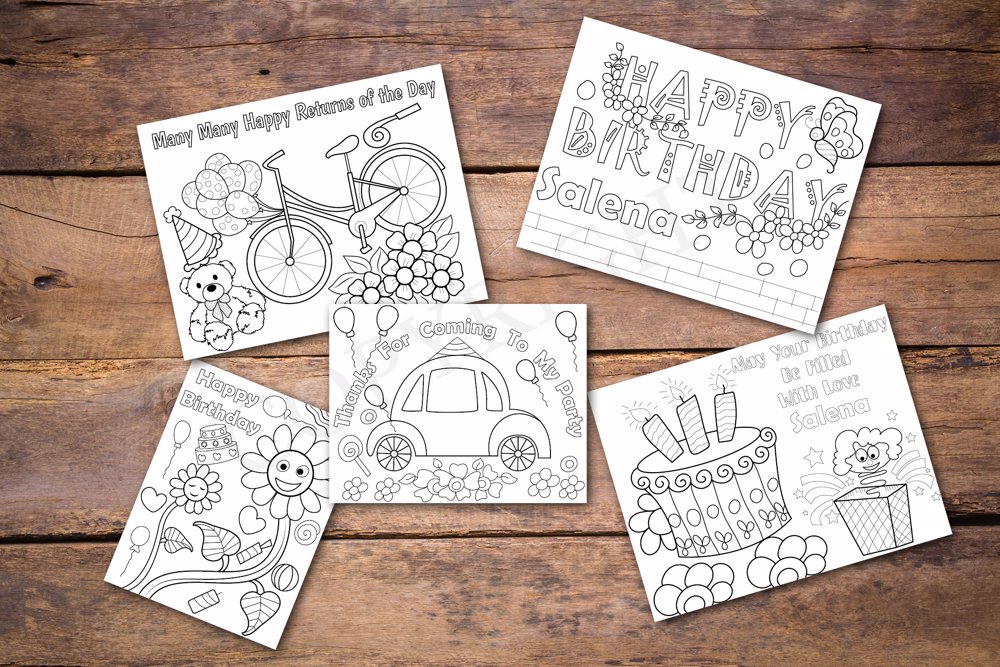 Flowers Theme Personalized Birthday Coloring Book