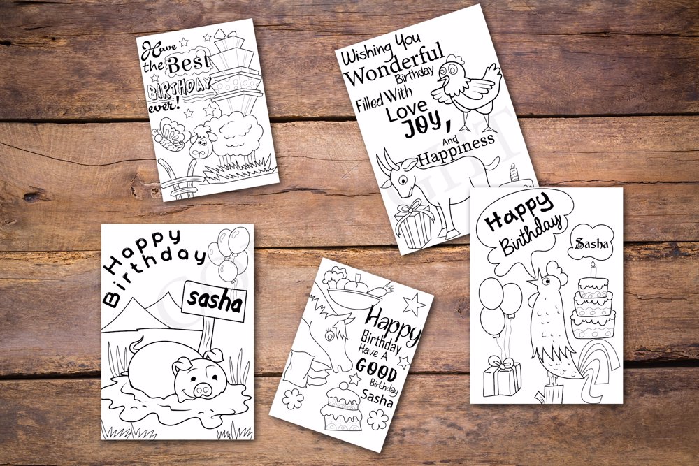 Farm Animals Theme Personalized Birthday Coloring Book