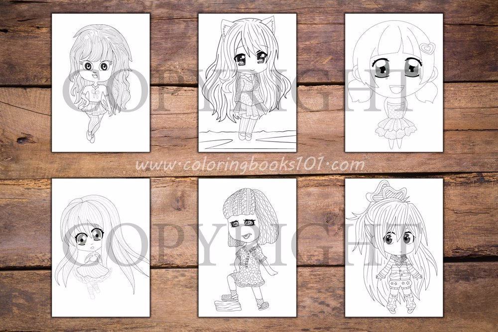  Chibi Girls Coloring Book for Adults