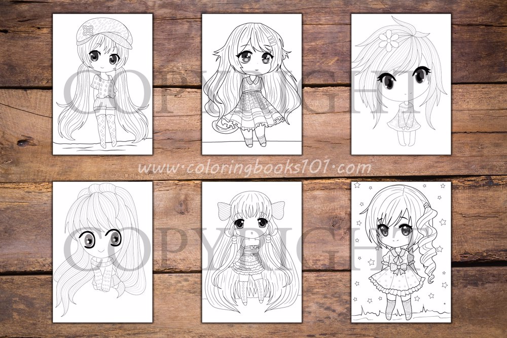  Chibi Girls Coloring Book for Adults