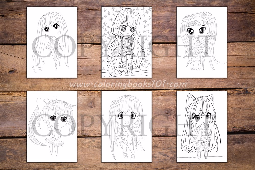  Chibi Girls Coloring Book for Adults