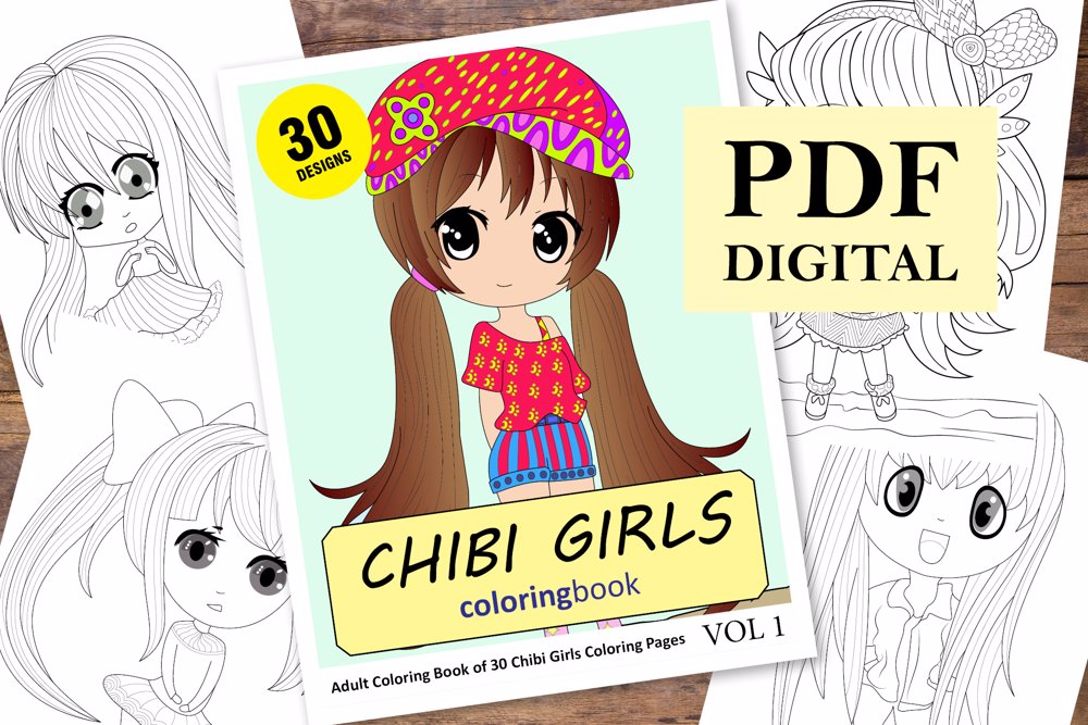  Chibi Girls Coloring Book for Adults