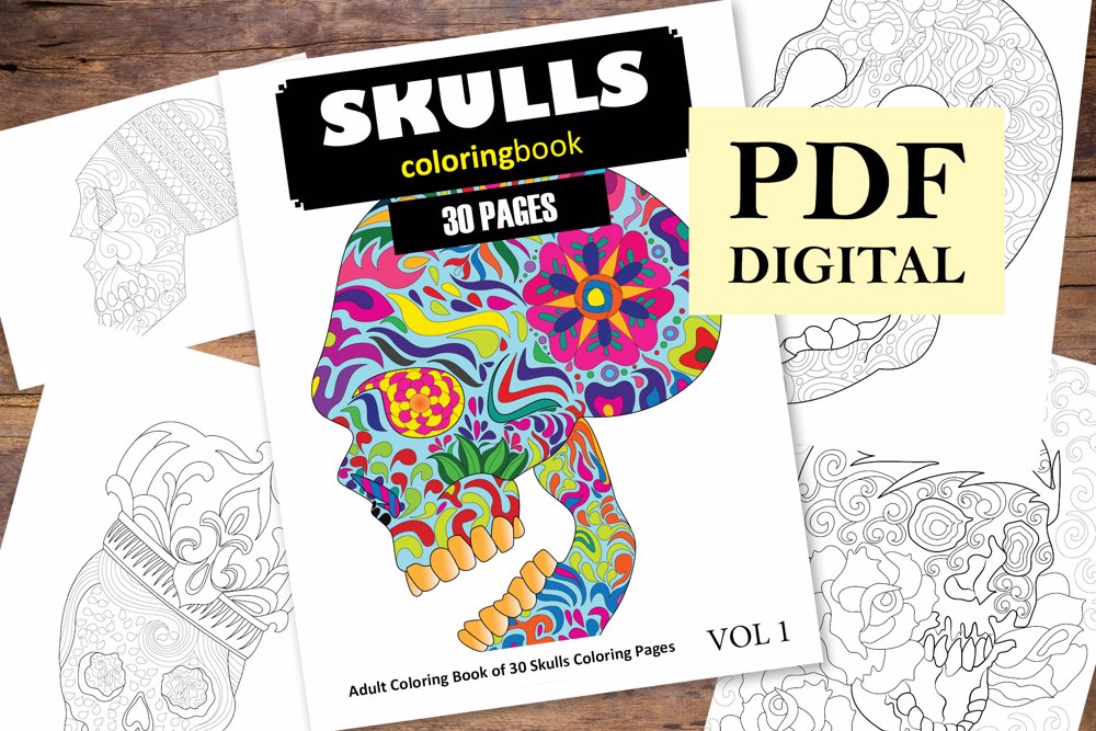 Skulls Coloring Book for Adults