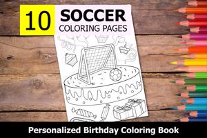 Soccer Theme Personalized Birthday Coloring Book