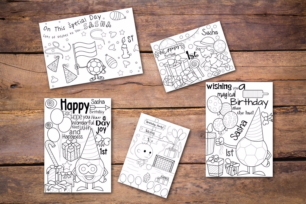 Soccer Theme Personalized Birthday Coloring Book