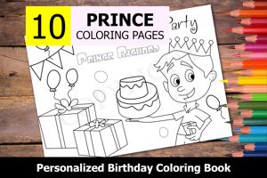 Prince Theme Personalized Birthday Coloring Book