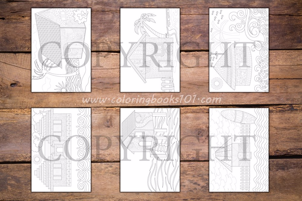 Beach Houses Coloring Book for Adults