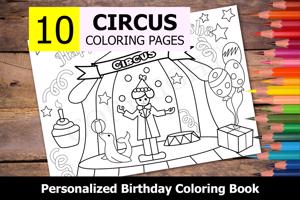 Circus Theme Personalized Birthday Coloring Book