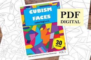 Cubism Faces Coloring Book for Adults