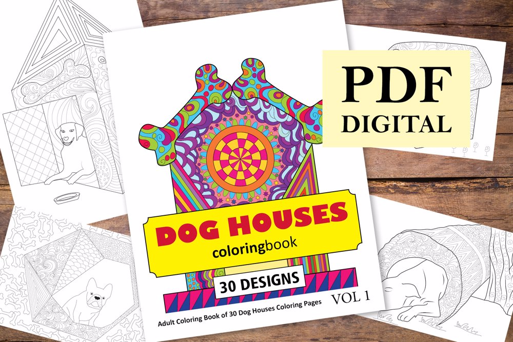 Dog Houses Coloring Book for Adults