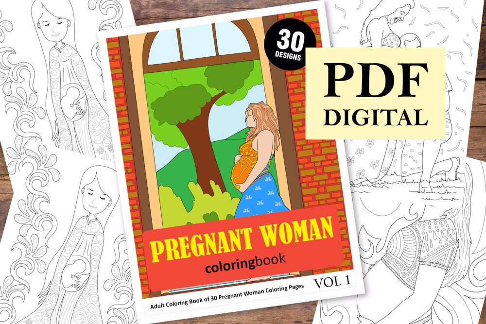 Pregnant Woman Coloring Book for Adults