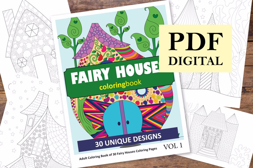 Fairy Houses Coloring Book for Adults