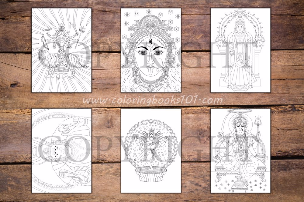 Hindu Goddess Coloring Book for Adults