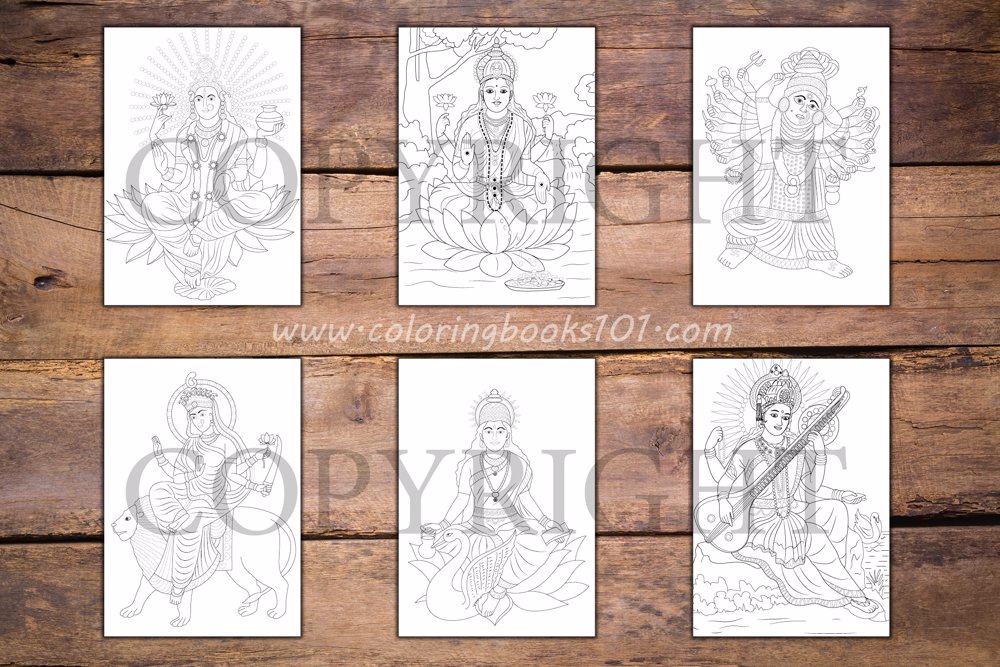 Hindu Goddess Coloring Book for Adults