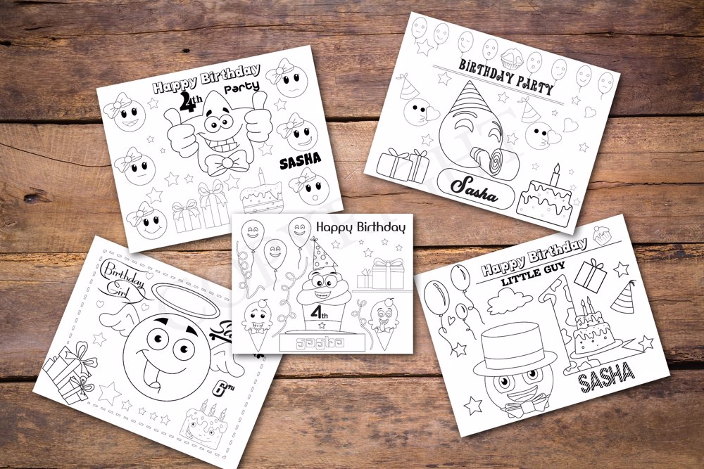 Emojis Theme Personalized Birthday Coloring Book