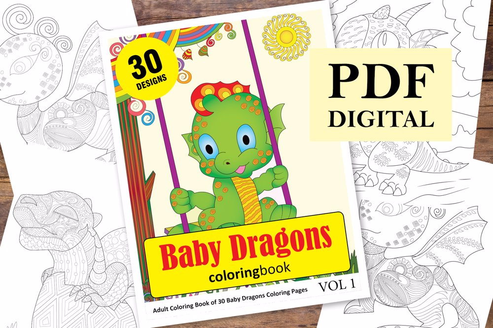 Baby dragon Coloring Book for Adults