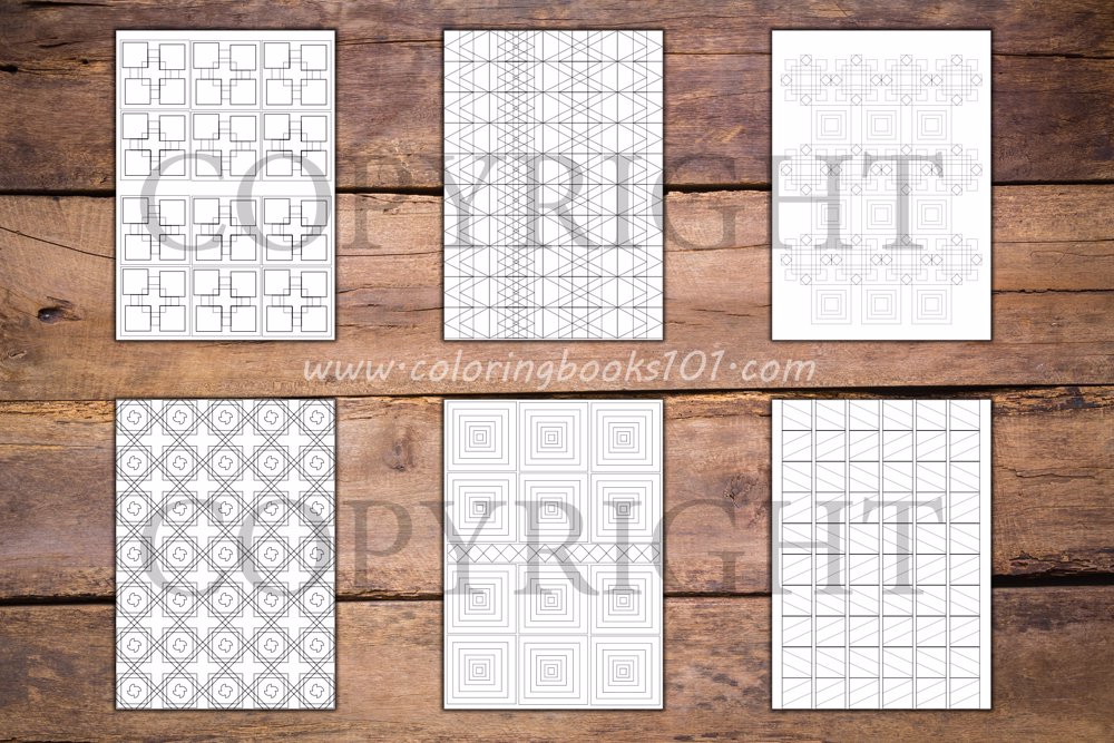  Square Geometric Patterns Coloring Book for Adults