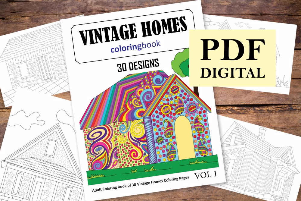 Vintage Homes Coloring Book for Adults