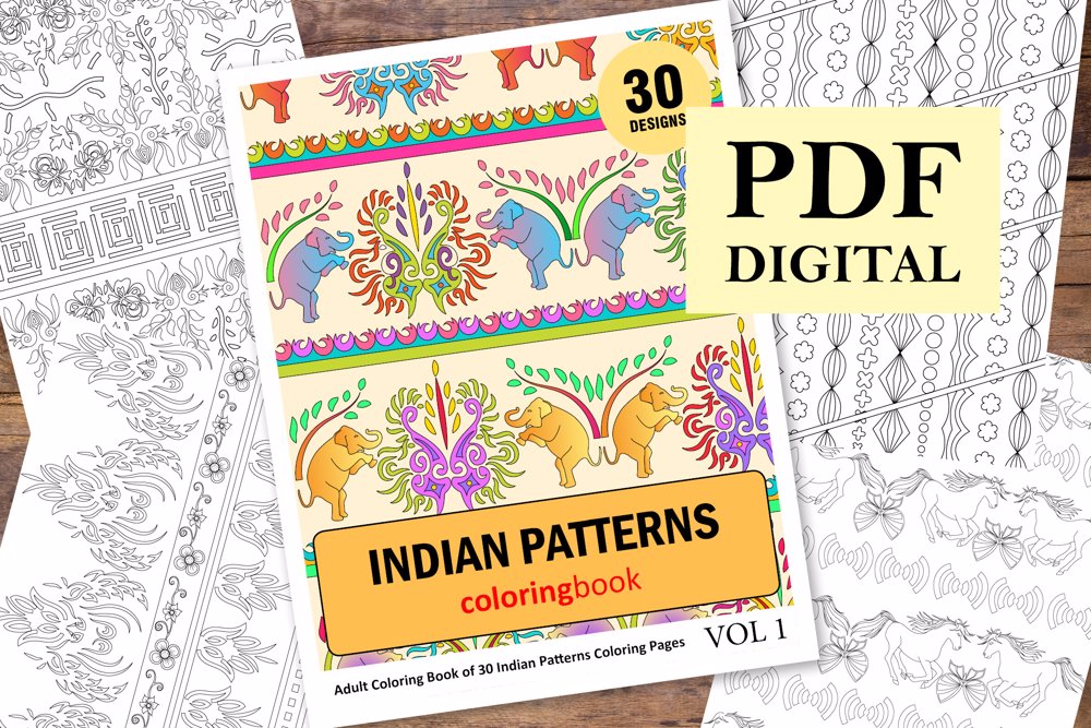  Indian Patterns Coloring Book for Adults