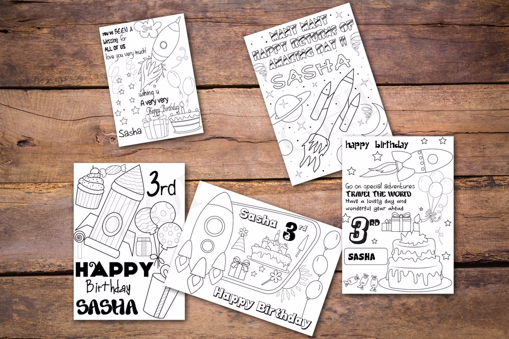 Rockets Theme Personalized Birthday Coloring Book